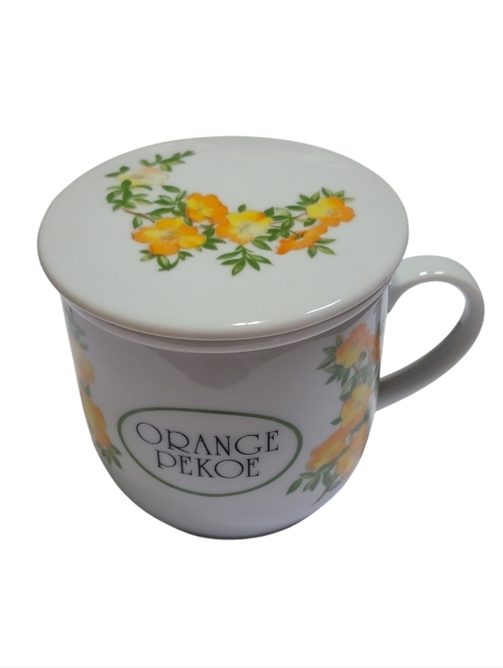 VTG! THE TOSCANY COLLECTION Ceramic Hand Painted Orange Pekoe Mug W/ Tea Infuser